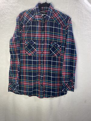 Matchstick Argus Women s Plaid Flannel Button Down Shirt 100% Cotton Large