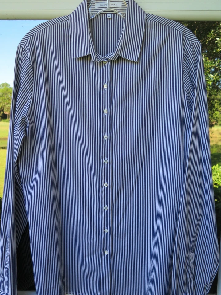 Blusa Top Camisa Mujer Walter Voulez Algodón Negro Blanco Rayas Italiana Euro 46 Foto 2 de 4