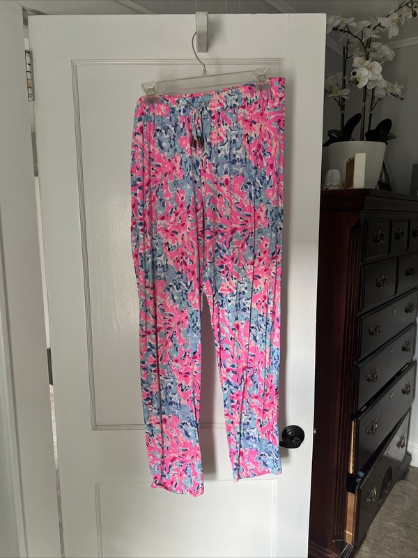 Lilly Pulitzer Coco Coral Drawstring Elastic Waist Lola Pant Size L