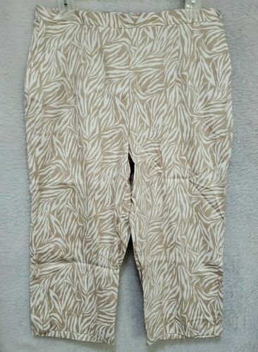 Alfred Dunner Womens Capri Pants Size 18W Tan White Animal Print - Picture 9 of 24
