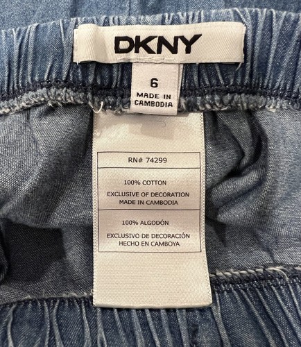 DKNY Kids Size 6 Chambray Shorts Girl's Blue Drawstring Crochet Lace Moss - Picture 2 of 22