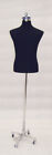 Mens Adult Pinnable Black Torso Mannequin Shirt Form with Chrome Wheel Base