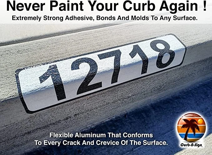 Custom Reflective House number Aluminum Self-Stick Curb Wrap Address Sticker - Image 3 of 4