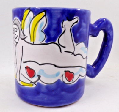 LA MUSA Ceramiche Valentine's Abstract Cupid Hand Painted Italian Pottery Mug