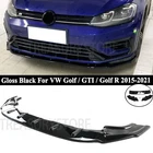 For VW Golf R GTI MK7 MK7.5 15-21 CS Style Front Bumper Lip Splitter Gloss Black