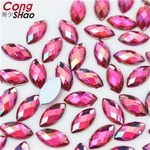 Acrylic AB Rhinestones Eye Shape Crystal Bead Flat Back 3D Nail Art Decor 5*10mm - Picture 22 of 26