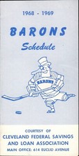 1968-69 Cleveland Barons AHL minor league hockey pocket schedule