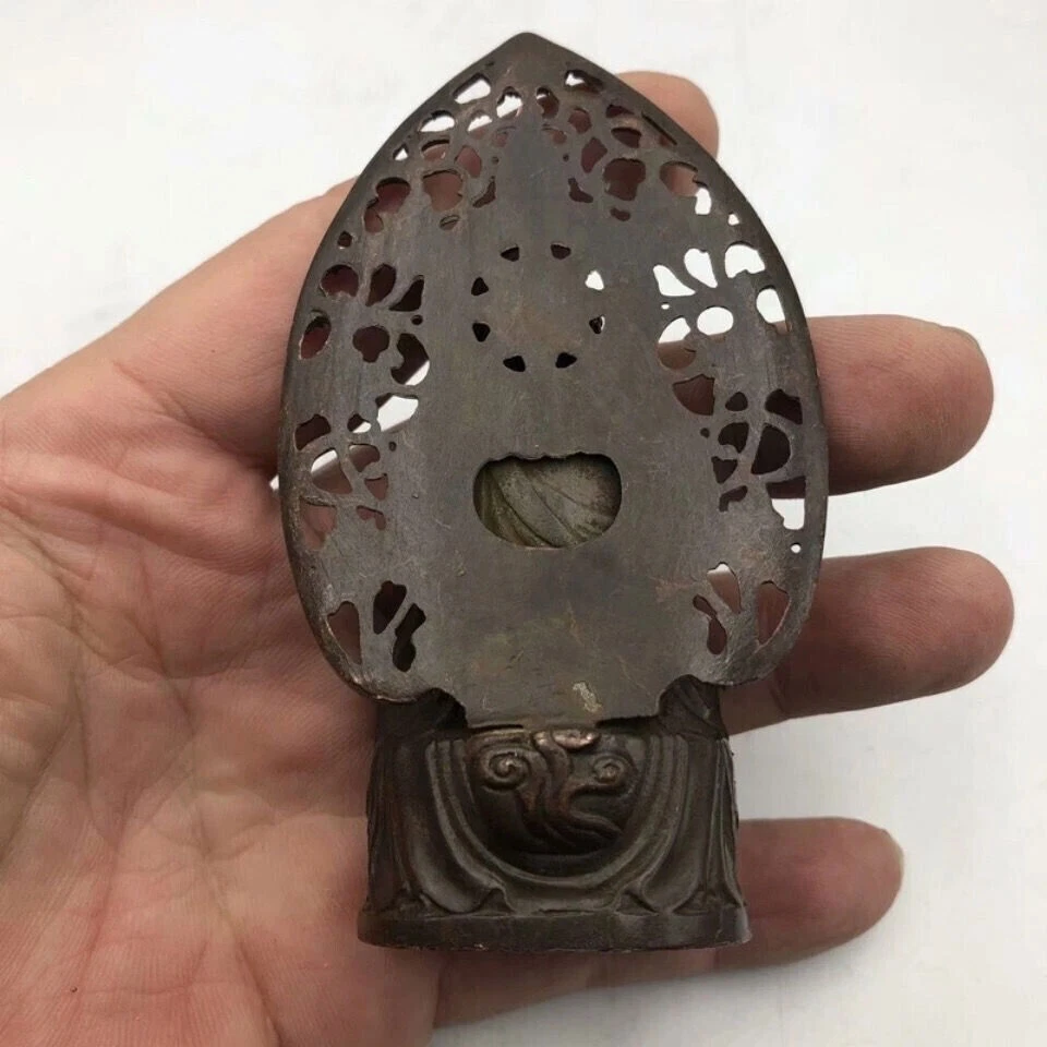 Antigua estatua pequeña de cobre rojo de Buda Sakyamuni budismo tibetano chino Foto 3 de 4