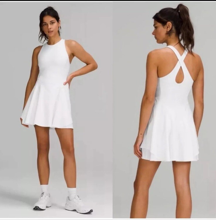 Lululemon Tennis Dress 6 ホワイト NEW wTag-LULULEMON White Court Crush Athletic Sport Tennis