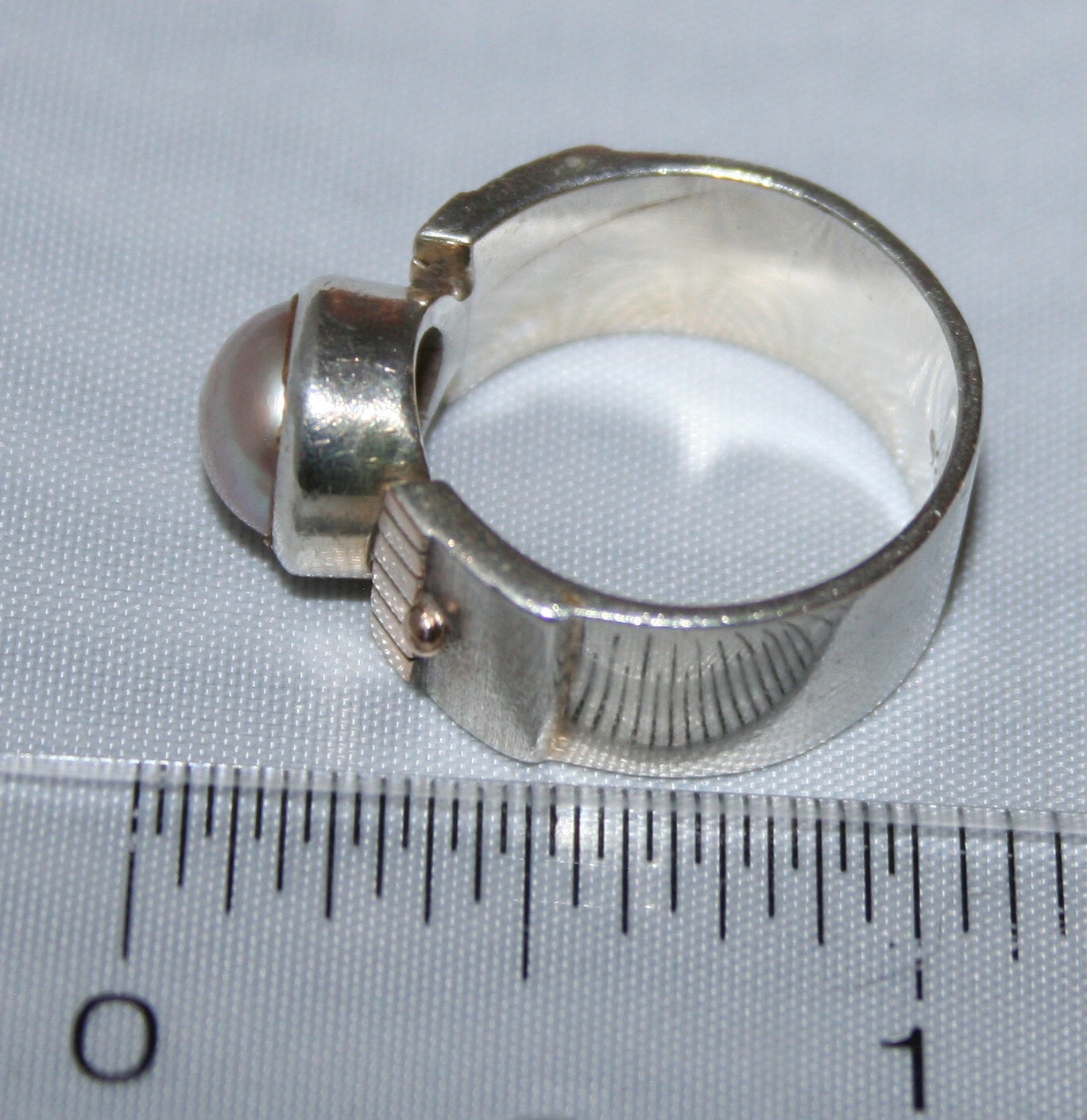 Silpada Rare HTF Pink Pearl & Gold Accent Band Sterling Silver Ring R0741 Size 7