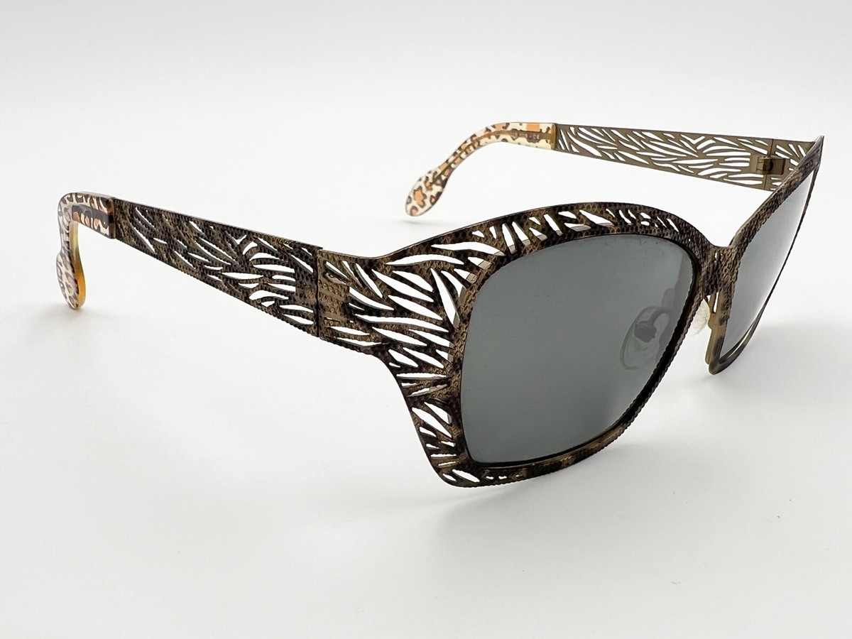 Jean Lafont Sunglasses DURELL 326 Blue Brown Reptile Frame with Dark Gray Lenses Black and Brown Rectangular Glasses main image 3