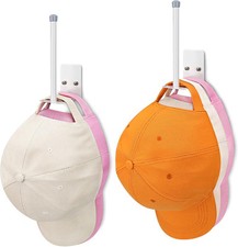 Hat Organizer for Baseball Caps, 2 Pack Hooks 3 x 1.7 x 5.7 inches, White 