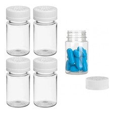 4 Pcs Clear Medicine Pill Bottles, 80ml Empty with Caps Plastic