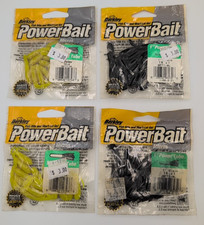 Lot of 4 - Berkley Powerbait 1 inch Power Tube - Black (2) / Yellow (2) - 15/pk