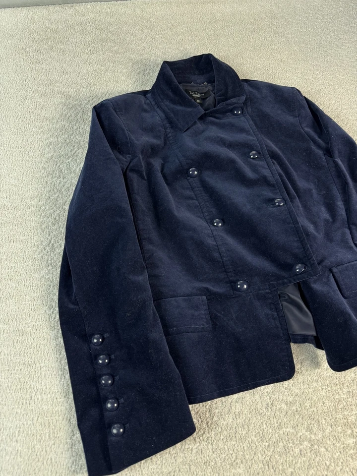 Chaqueta Talbots Mujer 16P Azul Marino Doble Pecho Pana Blazer Pequeño Foto 2 de 4