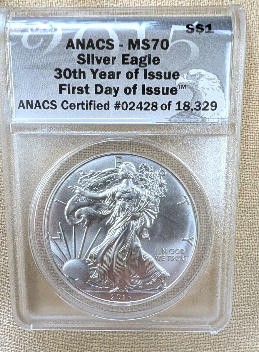 ANACS Certified American Eagle Silver Bullion Coins 2015 for sale
