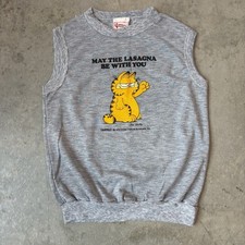 NEW Vintage 70s Garfield May The Lasagna Be With You Sleeveless Sweatshirt Sz M