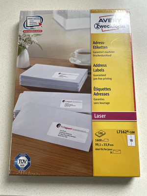 Avery Zweckform Adress-Etiketten L7162-100 Org/Neu 16 Etiketten Pro Seite