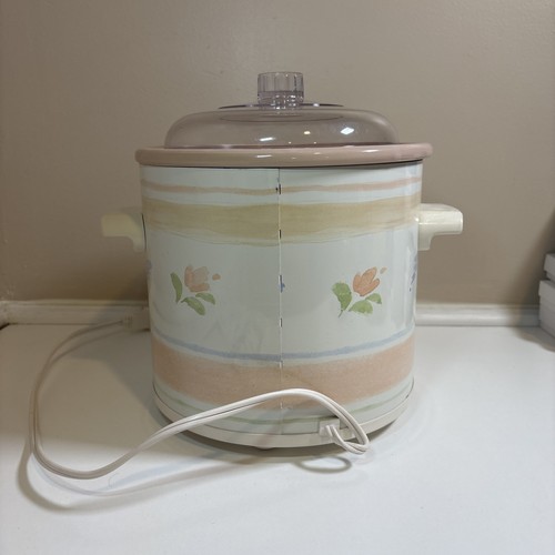 Rival 2.5 QT Crock Pot Floral Slow Cooker 3120 Plastic Lid Vintage Very Good - Picture 4 of 9