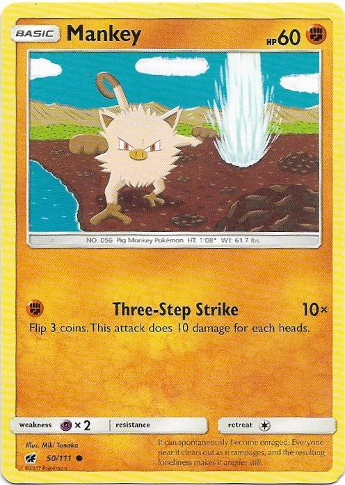 Mankey 50/111 Common Crimson Invasion Pokemon Near Mint