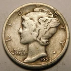 1929 S Mercury Dime 90% Silver F-VF  "Actual Coin Pictured - Not Cleaned"