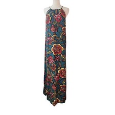 Ann Taylor LOFT Paradise Tropical Floral Halter Maxi Dress Size XS Linen Blend