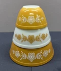 Vtg PYREX Butterfly Gold Set of 3 Nesting Mixing Bowl 401 402 403 Beautiful Set!