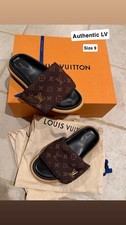 Louis Vuitton Monogram Leather Slide Sandals ...