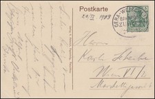 Bahnpost GERA-WEISCHLITZ ZUG 2190 - 22.2.1919, AK Elsterberg Inneres der Ruine