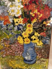 Vase with Daisies and Anemones (1887) by Vincent Van Gogh Oil Reproduction Frame