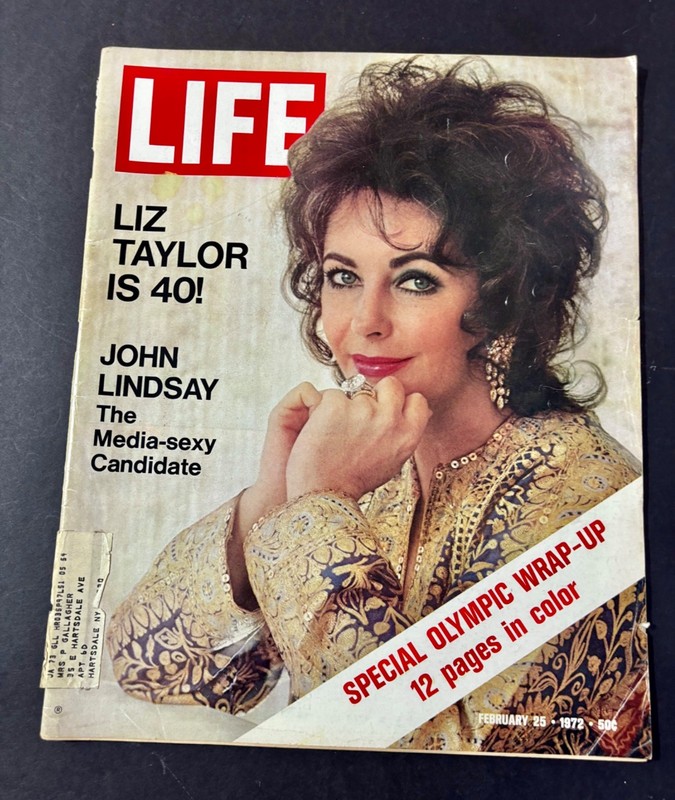 Vintage LIFE Magazine Elizabeth Taylor, Olympics Sapporo Feb 25 1972 Boarded