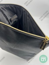 Estee Lauder Cosmetic Bag Zipper BLACK FAUX LEATHER 11"x10" NEW AUTHENTIC