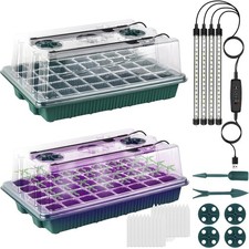 2 Packs Seed Starter Tray with Grow Light, 40-Cell Seedling Starter Trays Kit