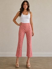 Maeve The Margot Kick Flare Pants XS Pink Orange Geometric High Rise Cropped