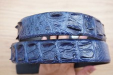 W 1.5 inch - Blue Genuine CROCO Hornback LEATHER Skin Men's Belt B18