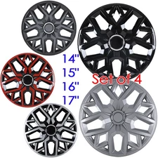 Set of 4 14" 15" 16" 17" Wheel Covers Snap On Hub Caps Full Tire & Steel Rims