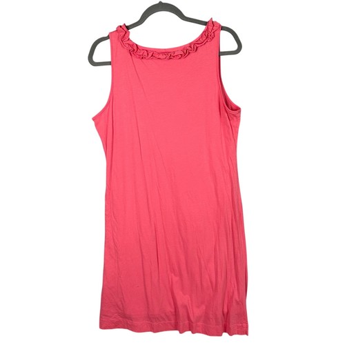 Garnett Hill Sleeveless Dress Size M Pink Ruffle Neckline Casual Cotton Knit - Picture 2 of 11