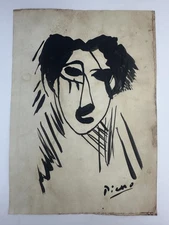 Pablo Picasso COA Art Painting Original Drawing Vintage Paper Signed