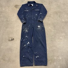 US Navy Coveralls Medium Blue Utility Workwear Mechanic Paint Splatter