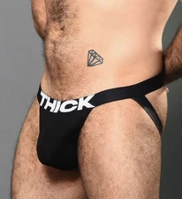 New Sexy ANDREW CHRISTIAN Black THICK Jock w/Contoured Hang Free Pouch - Gay