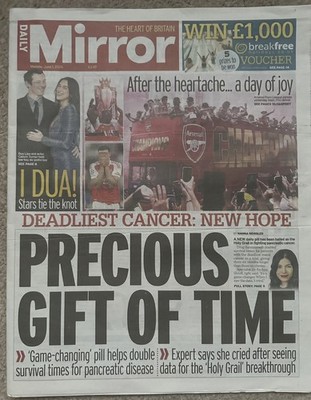 Daily Mirror 1st June 2026 1/6/26 Dua Lipa Gets Married & Arsenal Parade