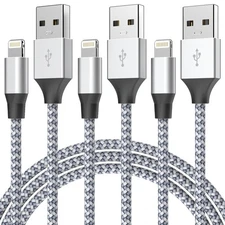 Durable iPhone Charger Cord 6FT 3Pack [Apple MFi Certified] Lightning Cable N...