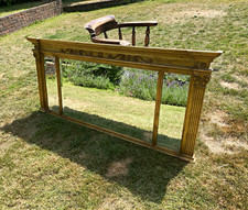 Antique Style Rectangular Overmantle Mirror Gold Wood Frame 158x72cm