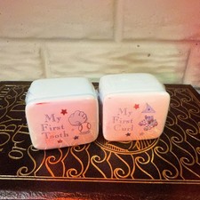 Blue Baby Keepsake Box First Curl Tooth Ceramic Collector Box