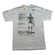 Vintage 90s Human Anatomy Skeleton Graphic Art T Shirt Size Medium Tech Museum