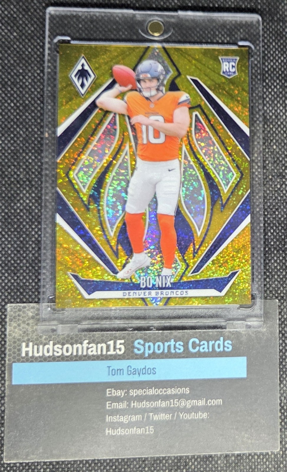 Bo Nix 2024 Panini Phoenix #159 Rookie International Gold Mini Diamond 2/10