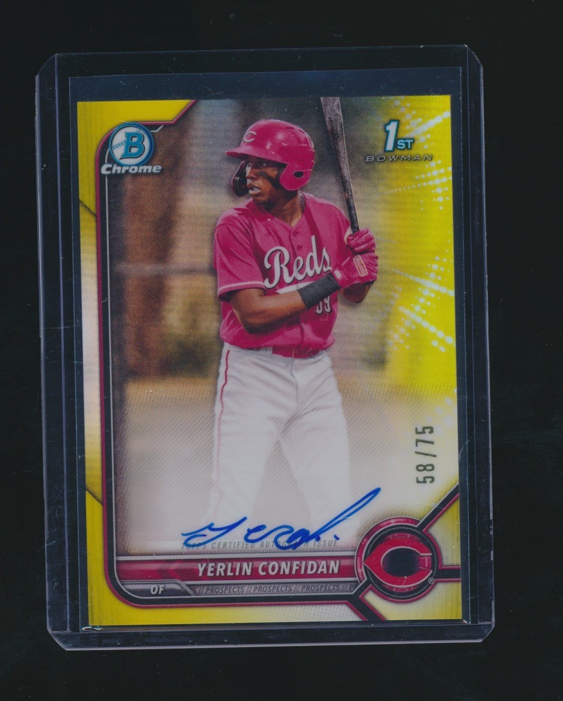 YERLIN CONFIDAN 2022 BOWMAN CHROME 1ST YELLOW REFRACTOR RC AUTO 58/75 #CPA-YC