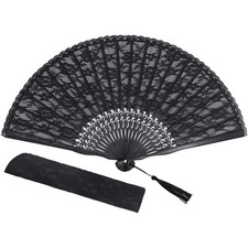 Lace Handheld Chinese Folding Fan Bamboo Silk Folding Fan for Women Wedding D...