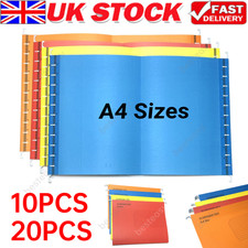 10/20X Colour A4 Hanging Suspension Files Tabs Insert Filing Cabinet Folders Set