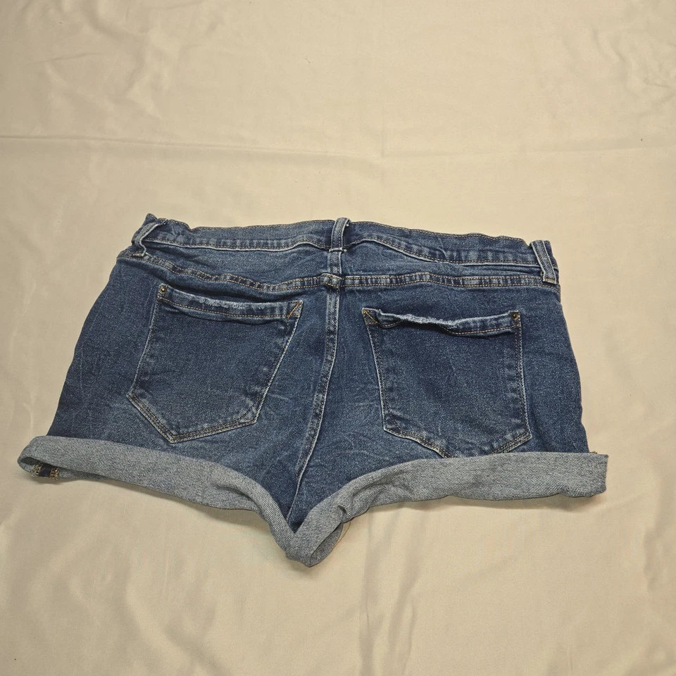 Pantalones Cortos Kensie Jean Talla 14/32 The Short Denim Rayas Puños Azules Foto 4 de 4